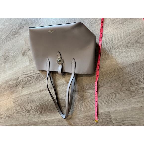Kate Spade Kaci Small Tote with Clover Emblem Light Grey Satchel - Picture 8 of 10